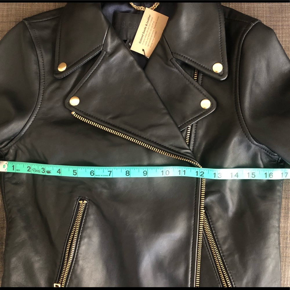 J. Crew Black Leather Moto Jacket with Gold Hardware - Picture 6 of 6